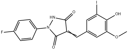 1-(4-fluorophenyl)-4-(4-hydroxy-3-iodo-5-methoxybenzylidene)-3,5-pyrazolidinedione Structure