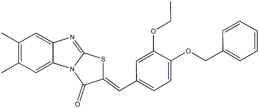 2-[4-(benzyloxy)-3-ethoxybenzylidene]-6,7-dimethyl[1,3]thiazolo[3,2-a]benzimidazol-3(2H)-one Structure