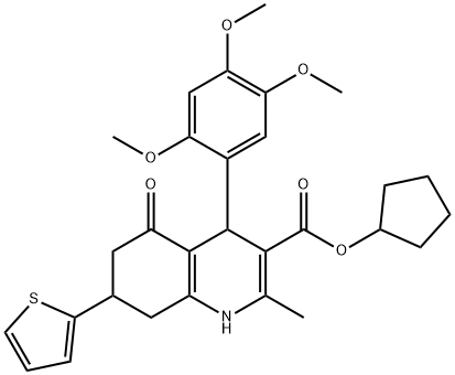 400067-20-1 cyclopentyl 2-methyl-5-oxo-7-(2-thienyl)-4-(2,4,5-trimethoxyphenyl)-1,4,5,6,7,8-hexahydro-3-quinolinecarboxylate