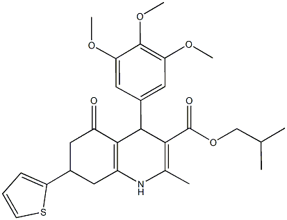 isobutyl 2-methyl-5-oxo-7-(2-thienyl)-4-(3,4,5-trimethoxyphenyl)-1,4,5,6,7,8-hexahydro-3-quinolinecarboxylate 化学構造式