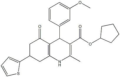 cyclopentyl 4-(3-methoxyphenyl)-2-methyl-5-oxo-7-(2-thienyl)-1,4,5,6,7,8-hexahydro-3-quinolinecarboxylate|