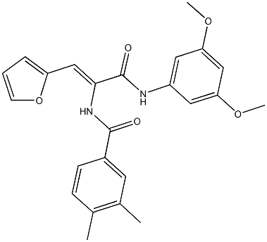 N-[1-[(3,5-dimethoxyanilino)carbonyl]-2-(2-furyl)vinyl]-3,4-dimethylbenzamide 结构式