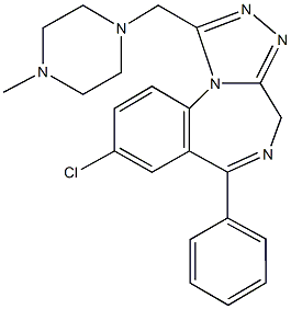 8-chloro-1-[(4-methyl-1-piperazinyl)methyl]-6-phenyl-4H-[1,2,4]triazolo[4,3-a][1,4]benzodiazepine,40070-25-5,结构式