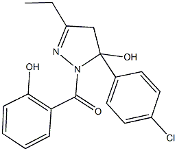 5-(4-chlorophenyl)-3-ethyl-1-(2-hydroxybenzoyl)-4,5-dihydro-1H-pyrazol-5-ol Structure