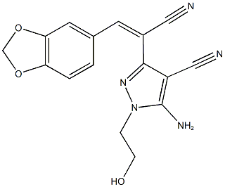 5-amino-3-[2-(1,3-benzodioxol-5-yl)-1-cyanovinyl]-1-(2-hydroxyethyl)-1H-pyrazole-4-carbonitrile,400742-39-4,结构式