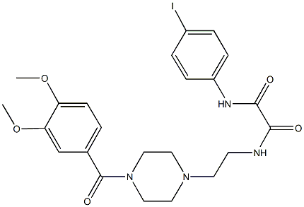 N~1~-{2-[4-(3,4-dimethoxybenzoyl)-1-piperazinyl]ethyl}-N~2~-(4-iodophenyl)ethanediamide 化学構造式