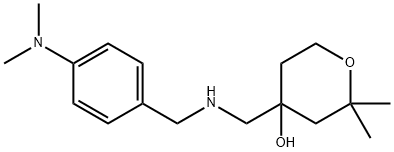 4-({[4-(dimethylamino)benzyl]amino}methyl)-2,2-dimethyltetrahydro-2H-pyran-4-ol 化学構造式
