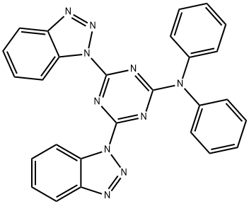 4,6-di(1H-1,2,3-benzotriazol-1-yl)-N,N-diphenyl-1,3,5-triazin-2-amine 化学構造式