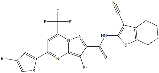 3-bromo-5-(4-bromothien-2-yl)-N-(3-cyano-4,5,6,7-tetrahydro-1-benzothien-2-yl)-7-(trifluoromethyl)pyrazolo[1,5-a]pyrimidine-2-carboxamide|