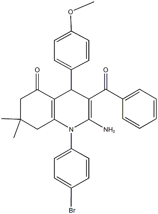 2-amino-3-benzoyl-1-(4-bromophenyl)-4-(4-methoxyphenyl)-7,7-dimethyl-4,6,7,8-tetrahydro-5(1H)-quinolinone Structure