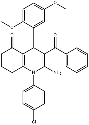 2-amino-3-benzoyl-1-(4-chlorophenyl)-4-(2,5-dimethoxyphenyl)-4,6,7,8-tetrahydro-5(1H)-quinolinone Structure