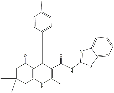 N-(1,3-benzothiazol-2-yl)-2,7,7-trimethyl-4-(4-methylphenyl)-5-oxo-1,4,5,6,7,8-hexahydroquinoline-3-carboxamide Struktur