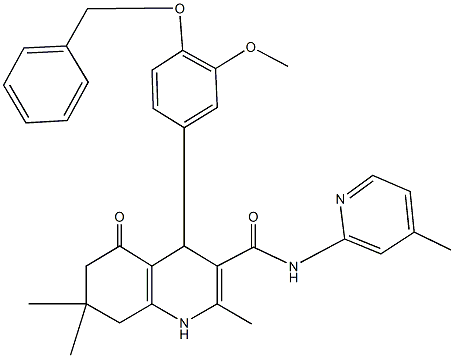 4-[4-(benzyloxy)-3-methoxyphenyl]-2,7,7-trimethyl-N-(4-methylpyridin-2-yl)-5-oxo-1,4,5,6,7,8-hexahydroquinoline-3-carboxamide 结构式