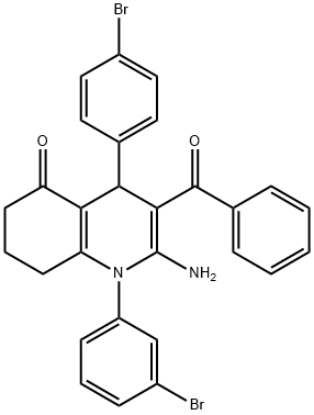 2-amino-3-benzoyl-1-(3-bromophenyl)-4-(4-bromophenyl)-4,6,7,8-tetrahydro-5(1H)-quinolinone,400862-83-1,结构式