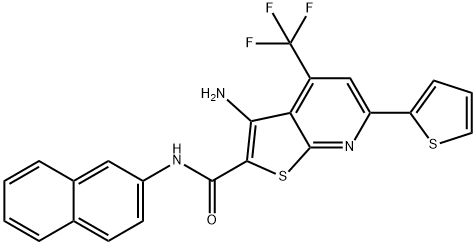 3-amino-N-(2-naphthyl)-6-(2-thienyl)-4-(trifluoromethyl)thieno[2,3-b]pyridine-2-carboxamide 结构式