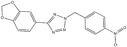 5-(1,3-benzodioxol-5-yl)-2-{4-nitrobenzyl}-2H-tetraazole 化学構造式