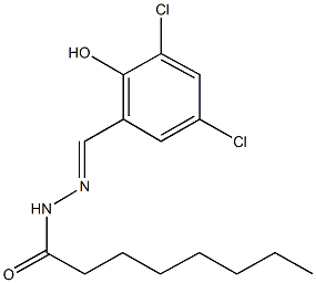 N'-(3,5-dichloro-2-hydroxybenzylidene)octanohydrazide 化学構造式