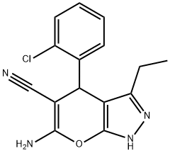 401589-98-8 6-amino-4-(2-chlorophenyl)-3-ethyl-1,4-dihydropyrano[2,3-c]pyrazole-5-carbonitrile