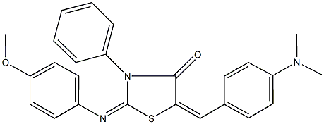 5-[4-(dimethylamino)benzylidene]-2-[(4-methoxyphenyl)imino]-3-phenyl-1,3-thiazolidin-4-one Struktur