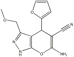 6-amino-4-(2-furyl)-3-(methoxymethyl)-1,4-dihydropyrano[2,3-c]pyrazole-5-carbonitrile,401643-89-8,结构式