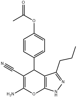 4-(6-amino-5-cyano-3-propyl-1,4-dihydropyrano[2,3-c]pyrazol-4-yl)phenyl acetate Structure