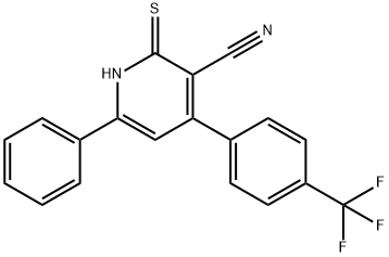 6-phenyl-2-sulfanyl-4-[4-(trifluoromethyl)phenyl]nicotinonitrile Struktur
