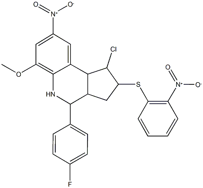 1-chloro-4-(4-fluorophenyl)-8-nitro-2-({2-nitrophenyl}sulfanyl)-6-methoxy-2,3,3a,4,5,9b-hexahydro-1H-cyclopenta[c]quinoline|