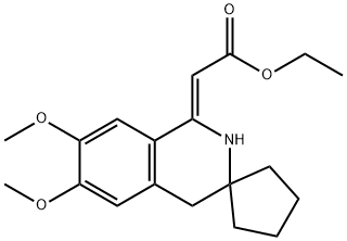 ethyl [6,7-dimethoxy-3,4-dihydrospiro(isoquinoline-3,1'-cyclopentane)-1(2H)-ylidene]acetate 化学構造式