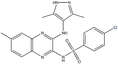 4-chloro-N-{3-[(3,5-dimethyl-1H-pyrazol-4-yl)amino]-6-methyl-2-quinoxalinyl}benzenesulfonamide Structure