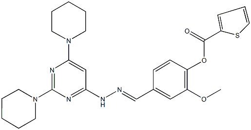 401823-73-2 4-{2-[2,6-di(1-piperidinyl)-4-pyrimidinyl]carbohydrazonoyl}-2-methoxyphenyl 2-thiophenecarboxylate