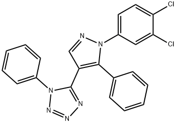 5-[1-(3,4-dichlorophenyl)-5-phenyl-1H-pyrazol-4-yl]-1-phenyl-1H-tetraazole 化学構造式