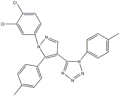 5-[1-(3,4-dichlorophenyl)-5-(4-methylphenyl)-1H-pyrazol-4-yl]-1-(4-methylphenyl)-1H-tetraazole 化学構造式