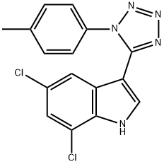 5,7-dichloro-3-[1-(4-methylphenyl)-1H-tetraazol-5-yl]-1H-indole 化学構造式