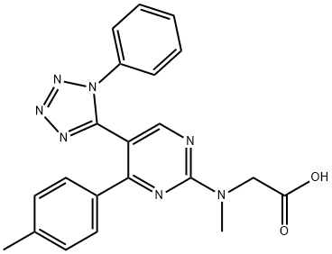 {methyl[4-(4-methylphenyl)-5-(1-phenyl-1H-tetraazol-5-yl)-2-pyrimidinyl]amino}acetic acid Structure