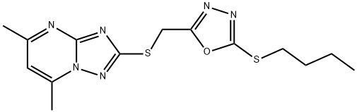 2-({[5-(butylthio)-1,3,4-oxadiazol-2-yl]methyl}thio)-5,7-dimethyl[1,2,4]triazolo[1,5-a]pyrimidine Structure