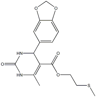 2-(methylsulfanyl)ethyl 4-(1,3-benzodioxol-5-yl)-6-methyl-2-oxo-1,2,3,4-tetrahydro-5-pyrimidinecarboxylate 化学構造式