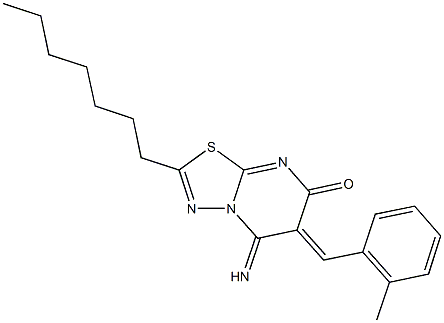 2-heptyl-5-imino-6-(2-methylbenzylidene)-5,6-dihydro-7H-[1,3,4]thiadiazolo[3,2-a]pyrimidin-7-one 结构式