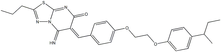 6-{4-[2-(4-sec-butylphenoxy)ethoxy]benzylidene}-5-imino-2-propyl-5,6-dihydro-7H-[1,3,4]thiadiazolo[3,2-a]pyrimidin-7-one 结构式