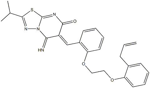 6-{2-[2-(2-allylphenoxy)ethoxy]benzylidene}-5-imino-2-isopropyl-5,6-dihydro-7H-[1,3,4]thiadiazolo[3,2-a]pyrimidin-7-one,402594-69-8,结构式