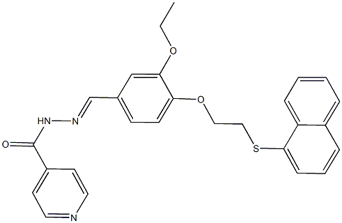 N'-{3-ethoxy-4-[2-(1-naphthylsulfanyl)ethoxy]benzylidene}isonicotinohydrazide 化学構造式