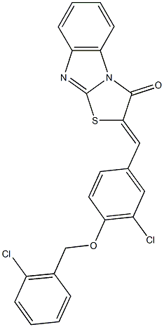 2-{3-chloro-4-[(2-chlorobenzyl)oxy]benzylidene}[1,3]thiazolo[3,2-a]benzimidazol-3(2H)-one,402600-52-6,结构式