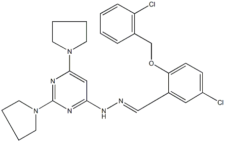 5-chloro-2-[(2-chlorobenzyl)oxy]benzaldehyde (2,6-dipyrrolidin-1-ylpyrimidin-4-yl)hydrazone Structure