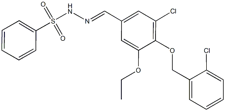 N'-{3-chloro-4-[(2-chlorobenzyl)oxy]-5-ethoxybenzylidene}benzenesulfonohydrazide Struktur