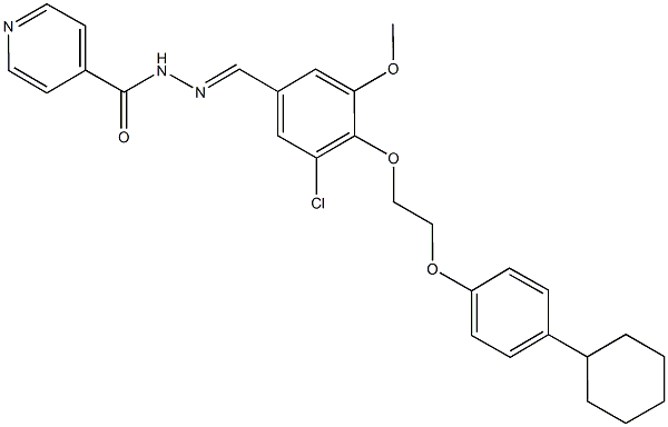N'-{3-chloro-4-[2-(4-cyclohexylphenoxy)ethoxy]-5-methoxybenzylidene}isonicotinohydrazide Struktur