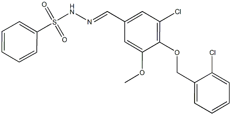 N'-{3-chloro-4-[(2-chlorobenzyl)oxy]-5-methoxybenzylidene}benzenesulfonohydrazide 结构式