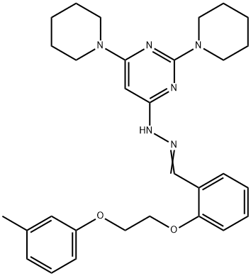 2-[2-(3-methylphenoxy)ethoxy]benzaldehyde (2,6-dipiperidin-1-ylpyrimidin-4-yl)hydrazone,402730-07-8,结构式