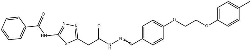 N-{5-[2-(2-{4-[2-(4-methylphenoxy)ethoxy]benzylidene}hydrazino)-2-oxoethyl]-1,3,4-thiadiazol-2-yl}benzamide,402736-45-2,结构式