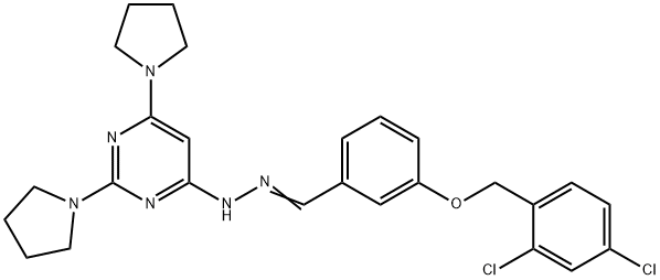 3-[(2,4-dichlorobenzyl)oxy]benzaldehyde (2,6-dipyrrolidin-1-ylpyrimidin-4-yl)hydrazone 化学構造式