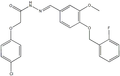 2-(4-chlorophenoxy)-N'-{4-[(2-fluorobenzyl)oxy]-3-methoxybenzylidene}acetohydrazide 化学構造式