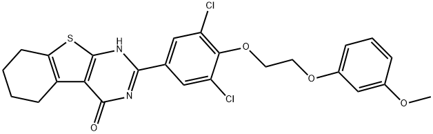 2-{3,5-dichloro-4-[2-(3-methoxyphenoxy)ethoxy]phenyl}-5,6,7,8-tetrahydro[1]benzothieno[2,3-d]pyrimidin-4(3H)-one Structure